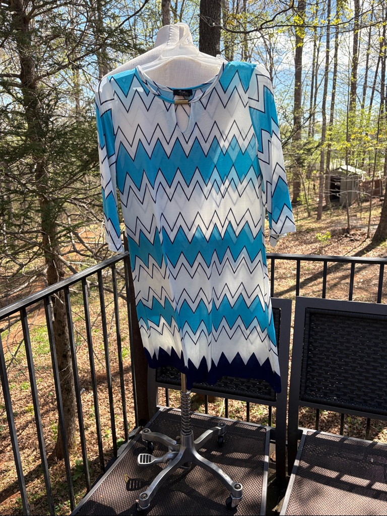 5 Love Blue And White Zigzag Tunic Dress Sz M